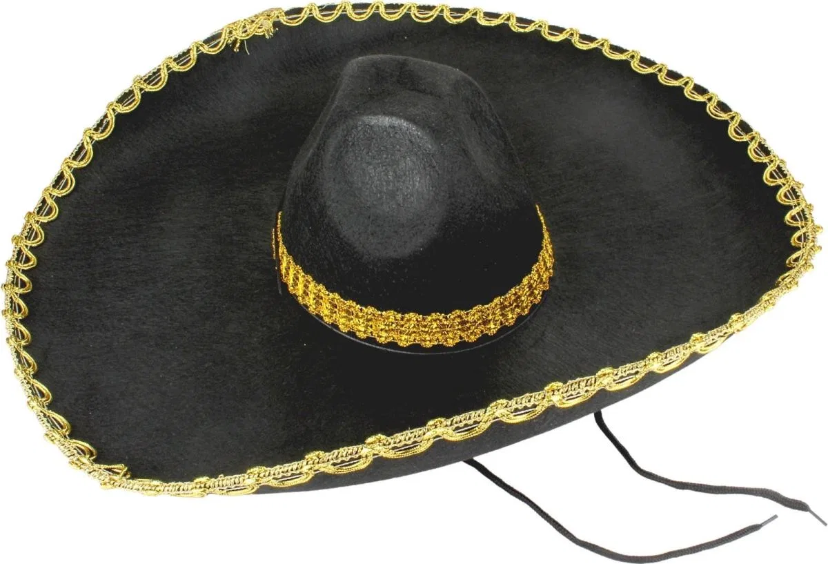 Sombrero Meksika Şapkası Mariachi Altın Şeritli Yetişkin Boy görsel 2