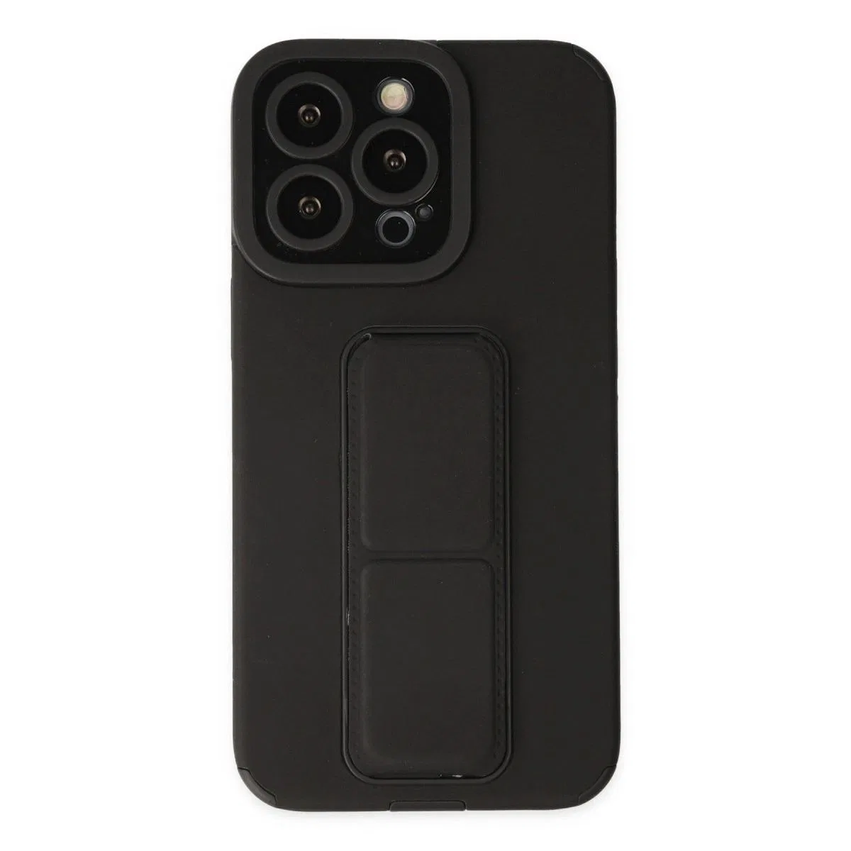 Apple İphone 13 Pro Max Kılıf Mega Standlı Silikon - Siyah