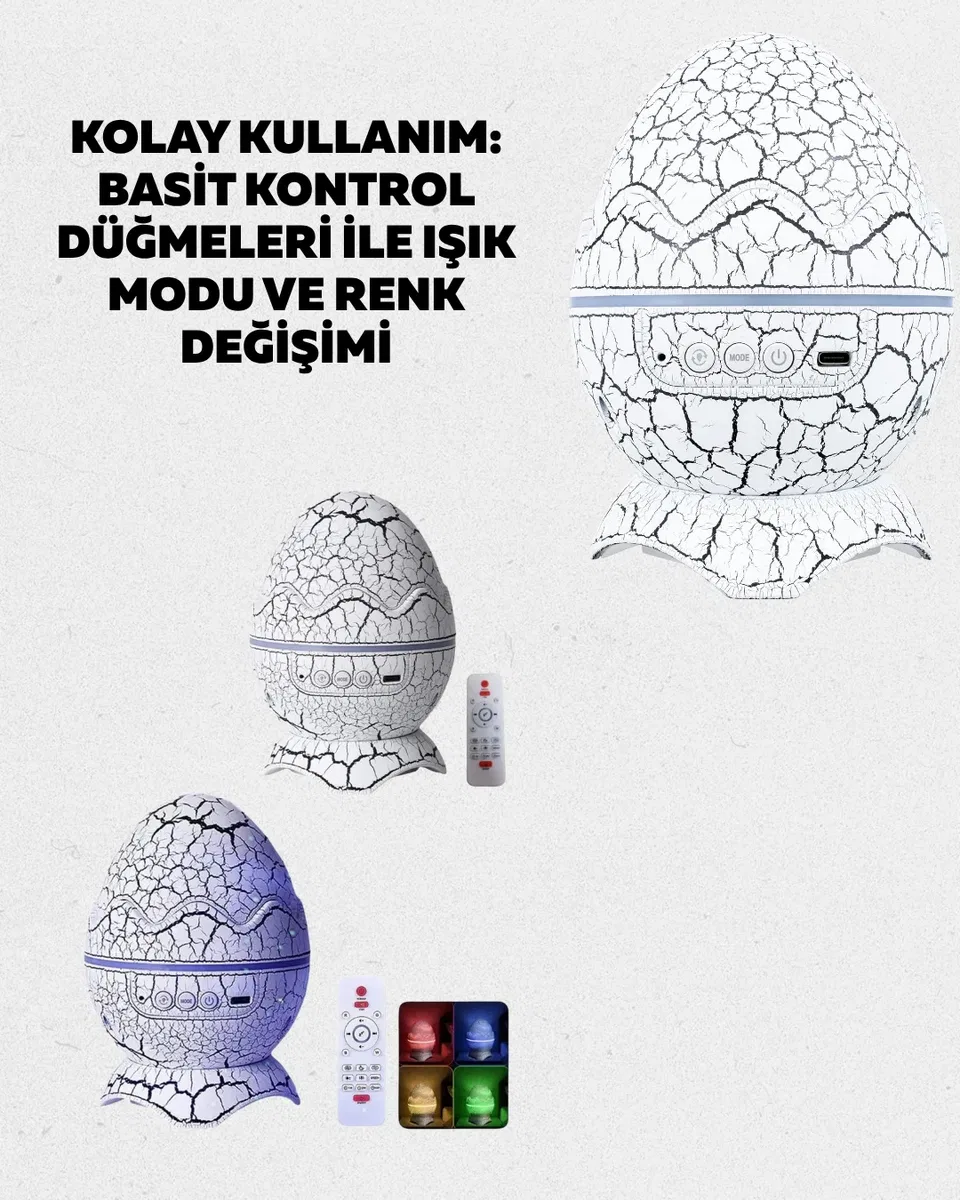 Bluetooth Bağlantılı Dinozor Yıldız Projektör Gece Lambası ve Uyku Yardımcısı görsel 3