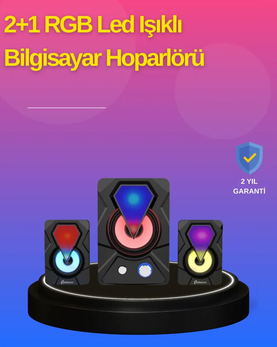 2. 1 K RGB LED Oyun Hoparlörü Subwoofer Destekli