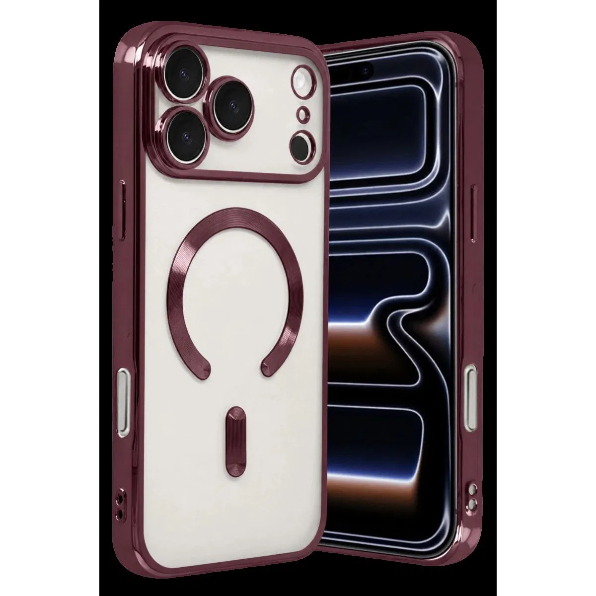 Apple İphone 18 Pro Max Kross Magneticsafe Kapak - Bordo