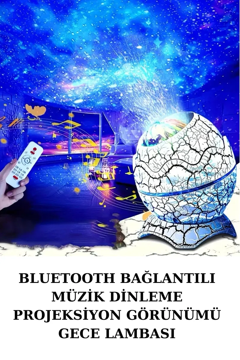 Dinozor Yumurtası Gece Masa Lambası Bluetooth Hoparlör 14 Renk Seçeneği görsel 2