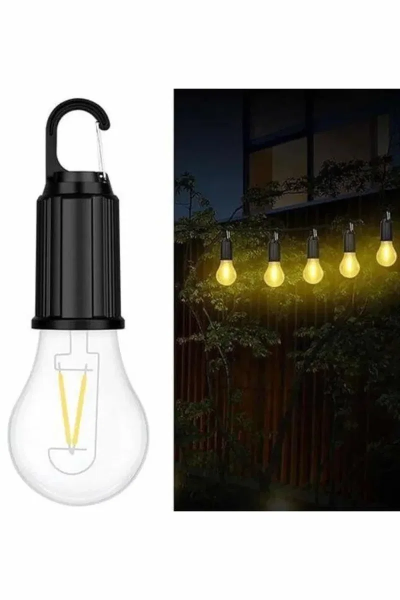 Şarjlı Dekoratif Kamp Lambası Askılı Ampul Led Işık Type-C Girişli görsel 3