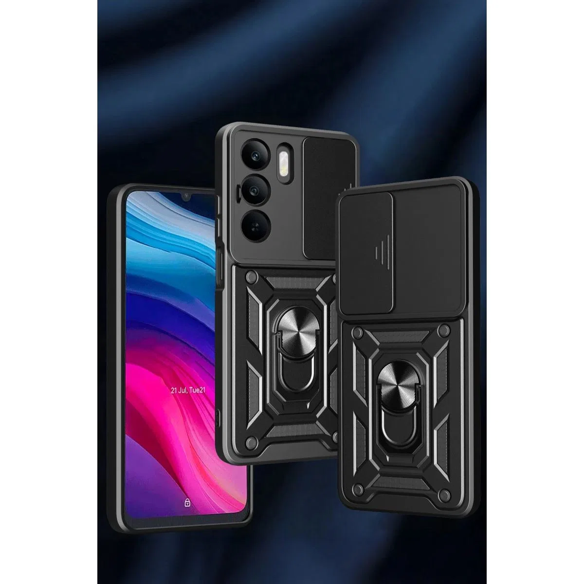 Realme C75 4g Kılıf Pars Lens Yüzüklü Silikon - Siyah görsel 2
