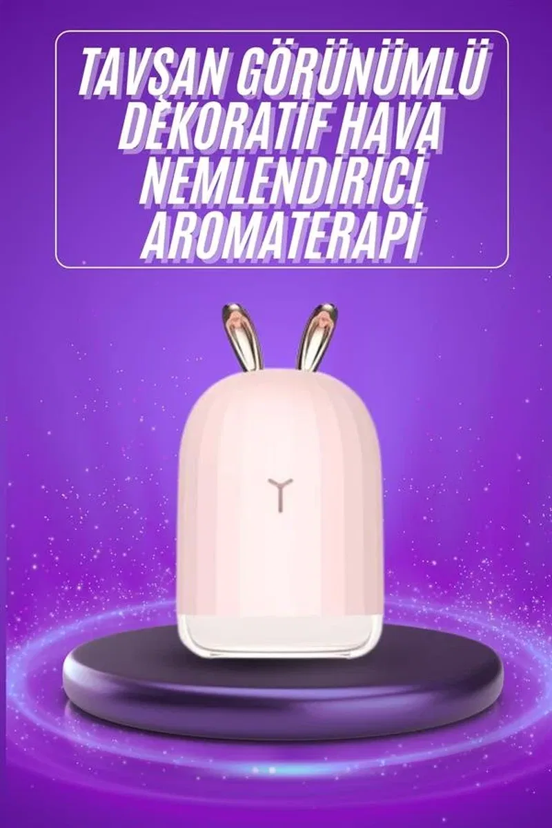 Aromaterapi Hava Nemlendirici Dekoratif USB Şarjlı Tavşan Nemlendirici görsel 2