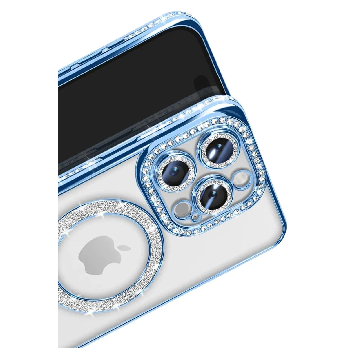Apple İphone 16 Pro Max Kılıf Joke Simli Magneticsafe Kılıf - Mavi görsel 3