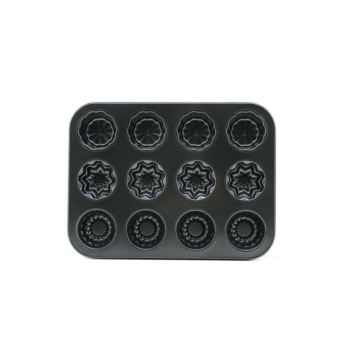 12 Gözlü Metal Muffin Kek Kalıbı - Siyah görsel 2