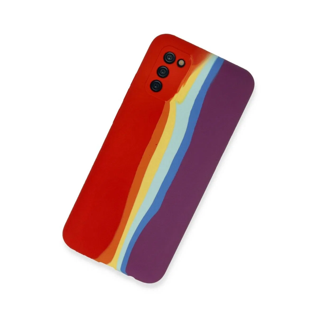 Samsung Galaxy A03s Kılıf Ebruli Lansman Silikon - Kırmızı-mor görsel 2