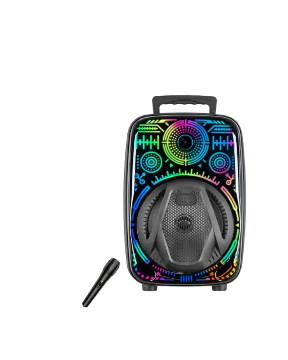 Karaoke Hoparlör RGB LED Işıklı USB FM Radyo Destekli Taşınabilir Speaker görsel 3