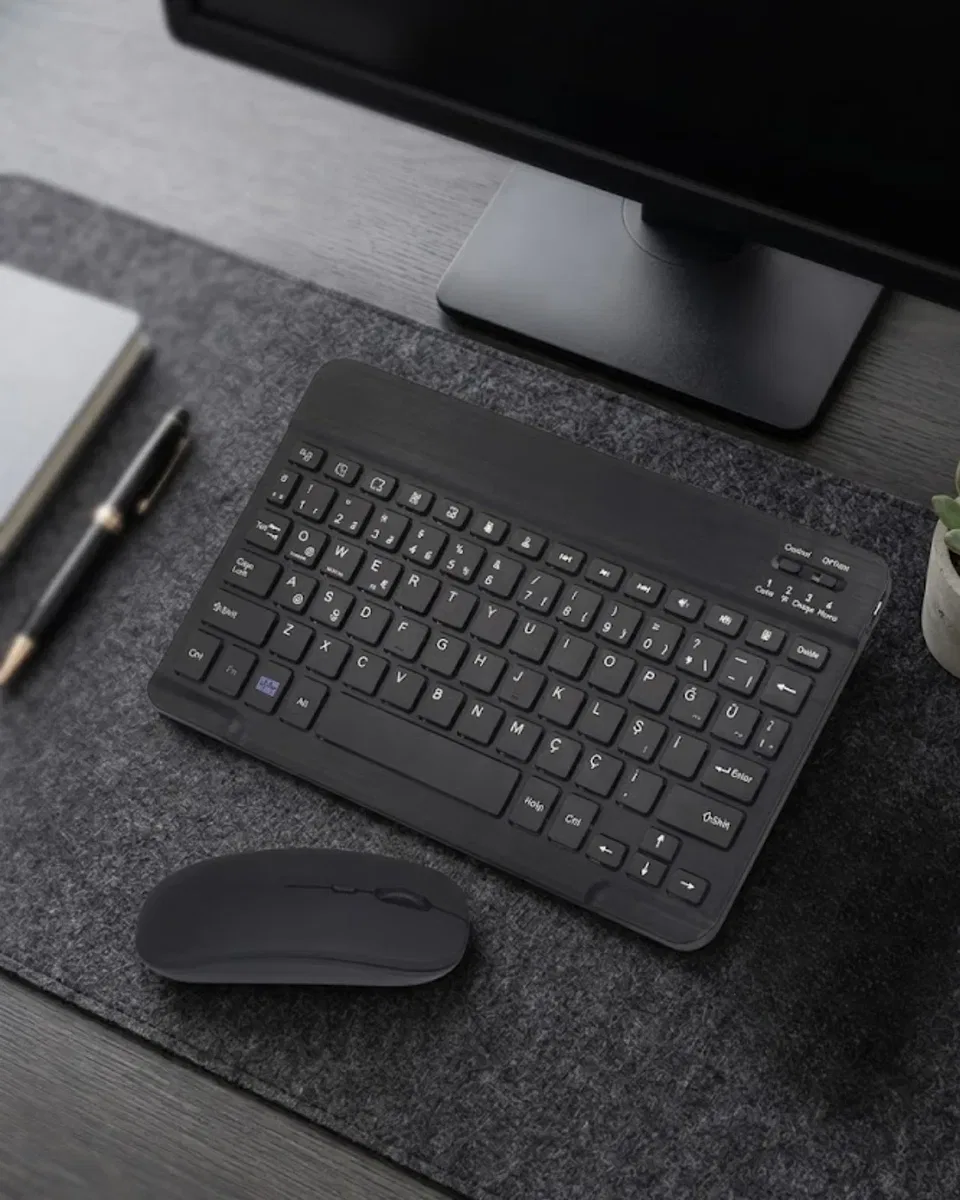 Bluetooth Klavye Mouse Seti Taşınabilir Wireless Bilgisayar Aksesuarı