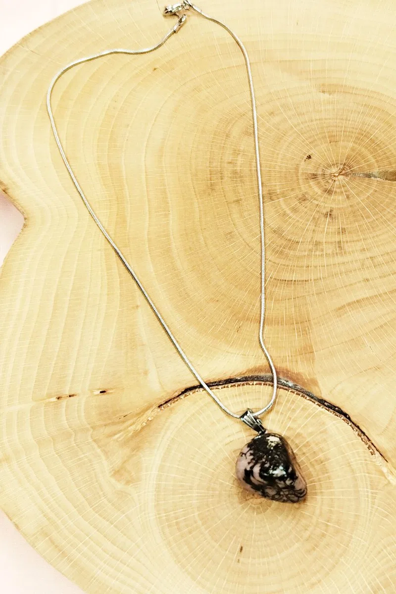 Rodonit Doğal Taşı Zincirli El Yapımı Kolye Uç: 2 cm Zincir: 20 cm Kutulu görsel 6