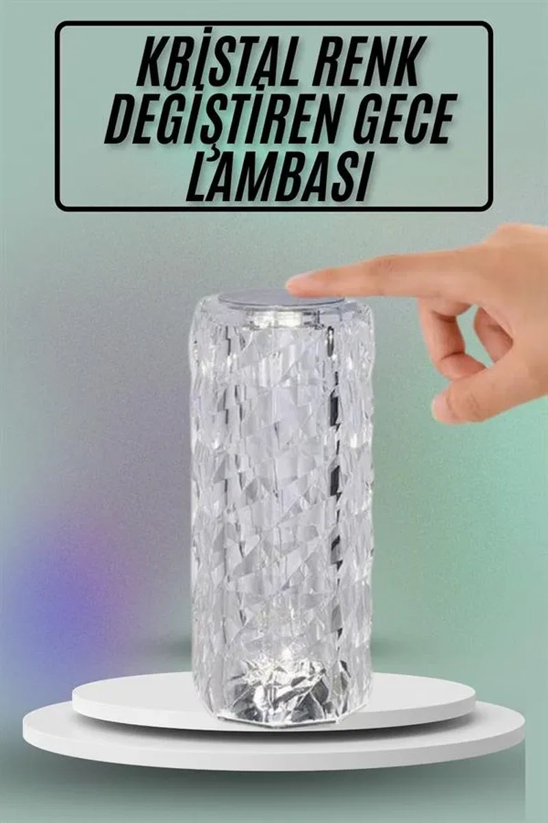 Masa ve Gece Lambası Şık ve Dayanıklı Sensörlü Şarjlı Kristal Lamba görsel 2