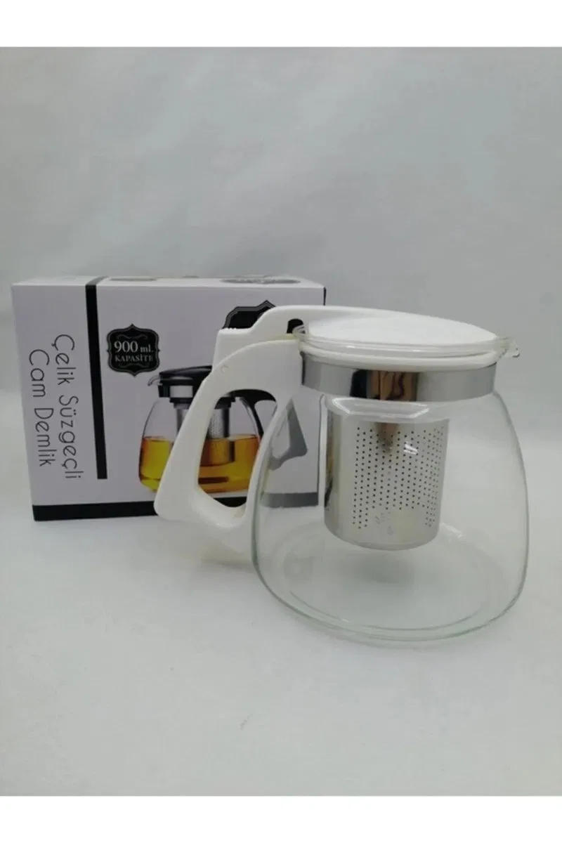 Çelik Süzgeçli Cam Demlik 900 Ml. Royaleks-8882 görsel 2