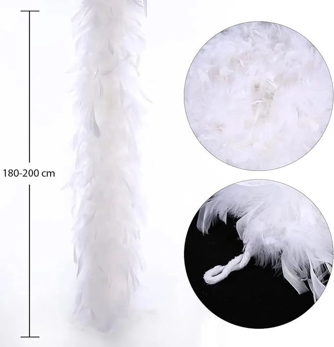 Beyaz Renk Kabarık Kalın Otriş Boa Tüy 6 Cm Genişlik 180-200 Cm Uzunluk görsel 2