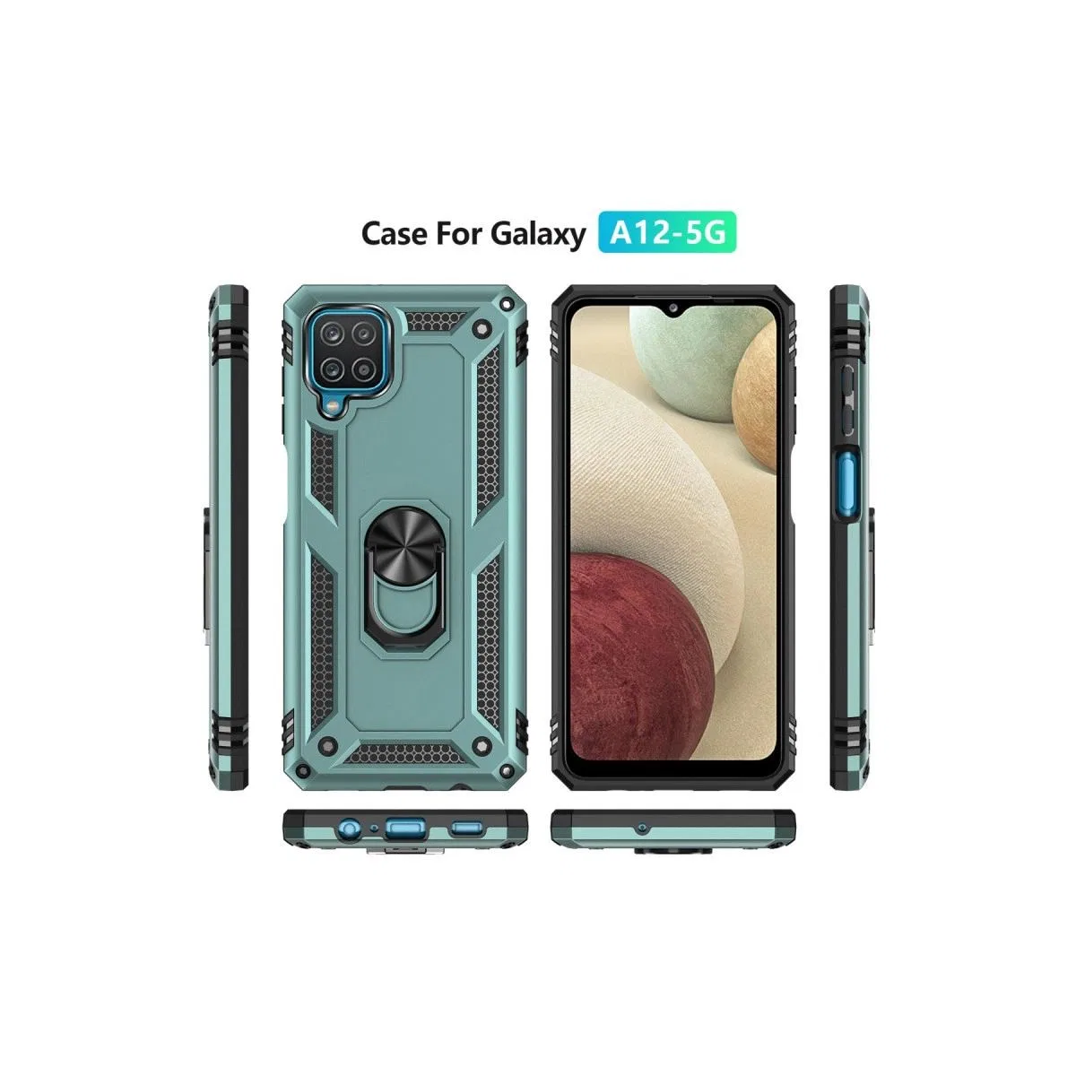 Samsung Galaxy A22 Kılıf Sofya Yüzüklü Silikon Kapak - Yeşil görsel 3