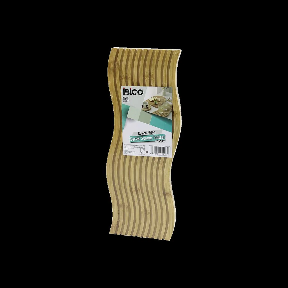 Bambu Servis Sunum Tahtası 17x39x1. 5 cm (Çift Yüzlü Dalgalı/Klı) görsel 2