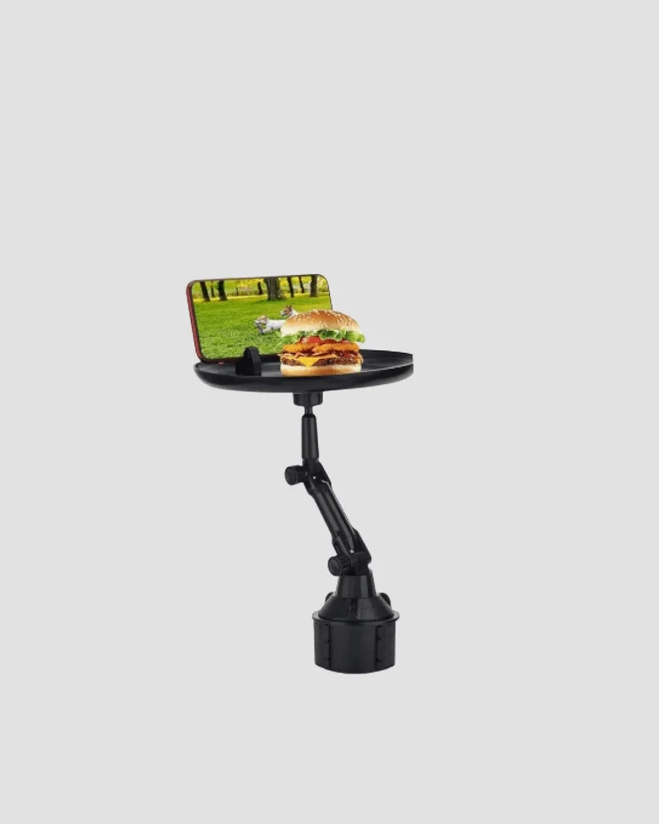 360° Döner Araç Bardaklık Tepsisi Geniş Yemek Alanlı Telefon Standlı görsel 5