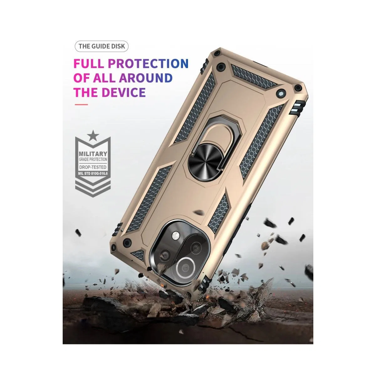 Xiaomi Mi 11 Lite Kılıf Sofya Yüzüklü Silikon Kapak - Gold görsel 4