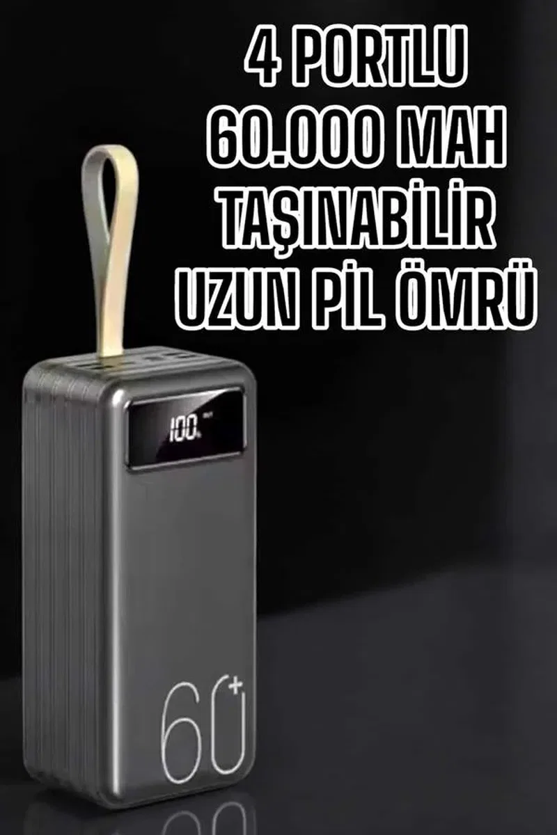 Powerbank 60. 000 Mah Hızlı Şarj 4 Çıkışlı Uzun Şarj Süreli Dijital Göstergeli