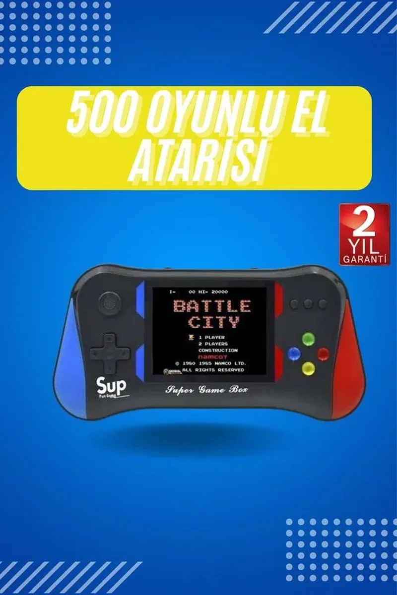 3. 5 İnç 500 Klasik Retro Oyun Yüklü Kollu Oyun Konsolu görsel 2