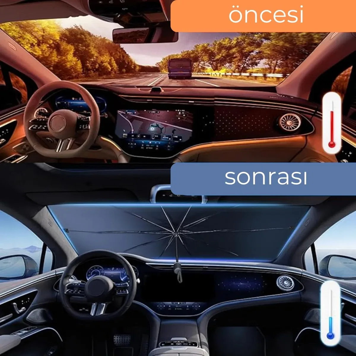 Renault Symbol, Dacia Sandero, Opel Corsa, Ford Ka, Peugeot 208 Uyumlu Oto Şemsiye Yeni Nesil görsel 3