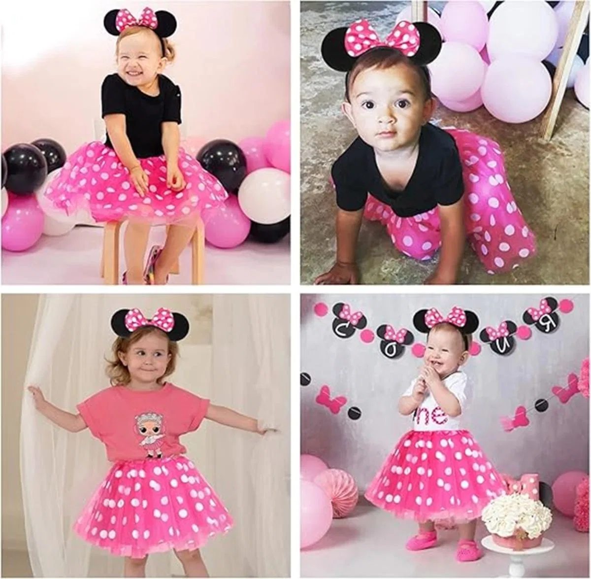 Pembe Fiyonklu Minnie Mouse Tacı Mini Kulak görsel 5