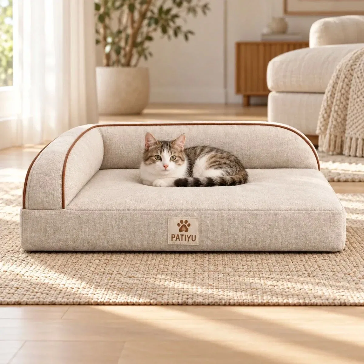 Kedi Köpek Yatağı Corner Seat - Bej görsel 2