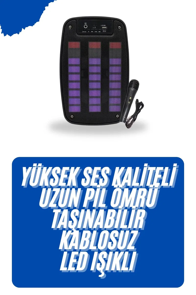 Kablosuz Hoparlör İOS ve Android Uyumlu Şarjlı SD Kart Girişli Bluetooth Hoparlör görsel 2