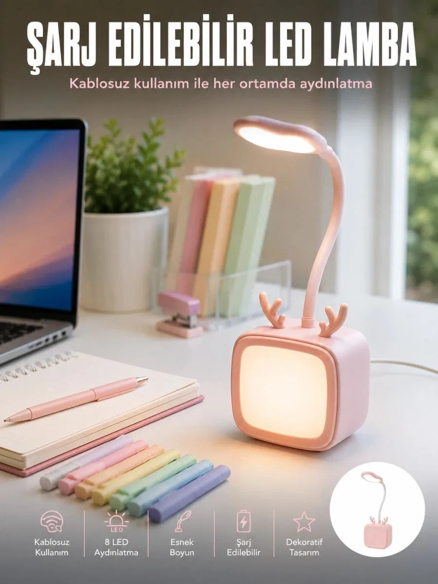Esnek Gövdeli Led Masa Lambası Taşınabilir Gece Aydınlatması