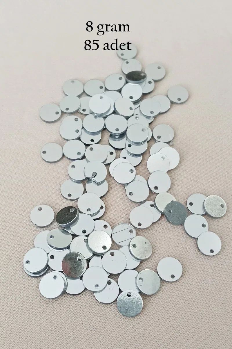 Oya Abiye Bileklik Kolye Pleksi Metalik Plastik Pul Gümüş Renk 8 gram 85 adet - BNC523