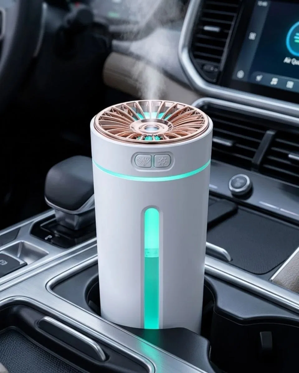 Araç İçi Hava Nemlendirici 5 Esans Hediyeli Led Işıklı Usb Buhar Makinesi