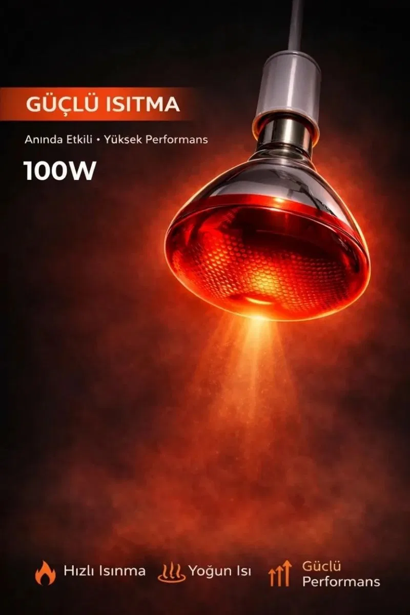 100w Isıtıcı Ampul Kırmızı Isı Lambası Civciv Kümes Kuluçka E27 Duy Isıtma Ampulü görsel 3