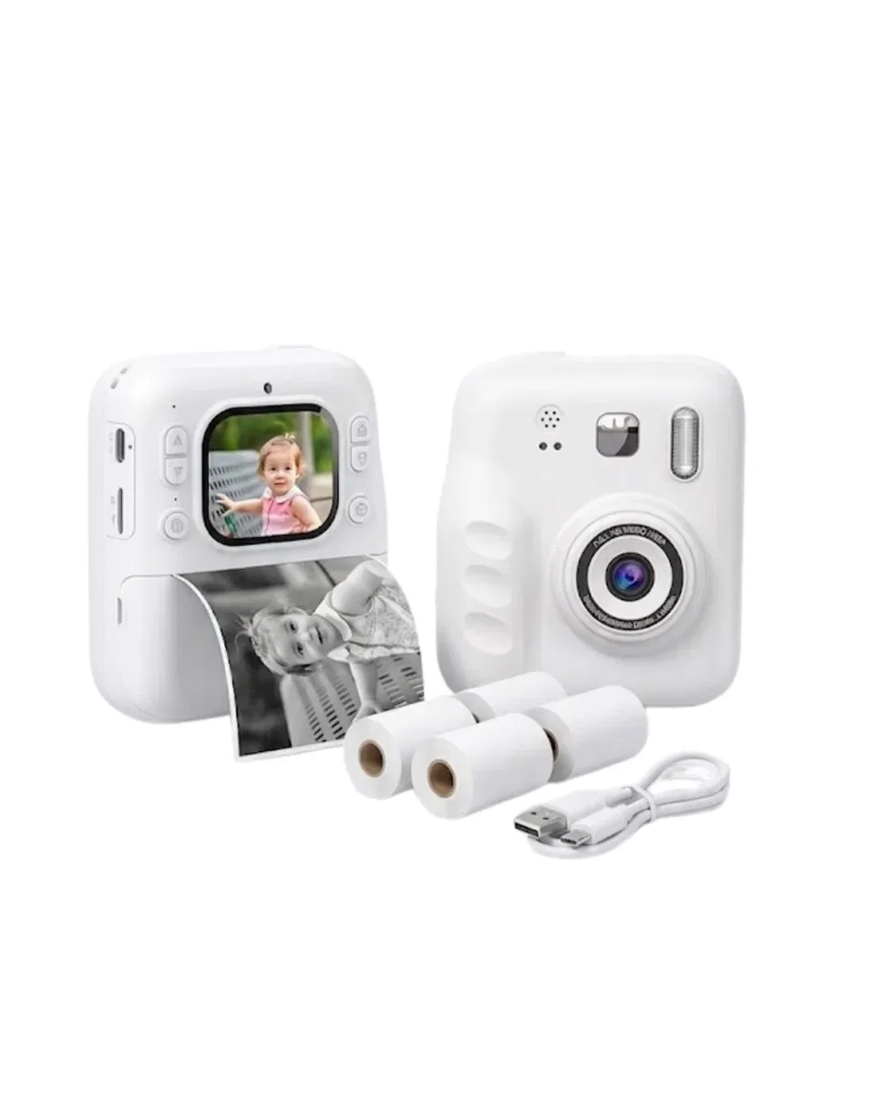 Eğlenceli Baskılı Çocuk Fotoğraf Makinesi Video Çekim 4 Rulo Kağıt 5 Kalem Set görsel 4