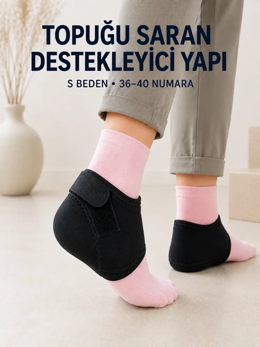 Topuk Destek Çorabı S Beden 36-40 Ayarlanabilir Cırtlı Günlük Kullanım