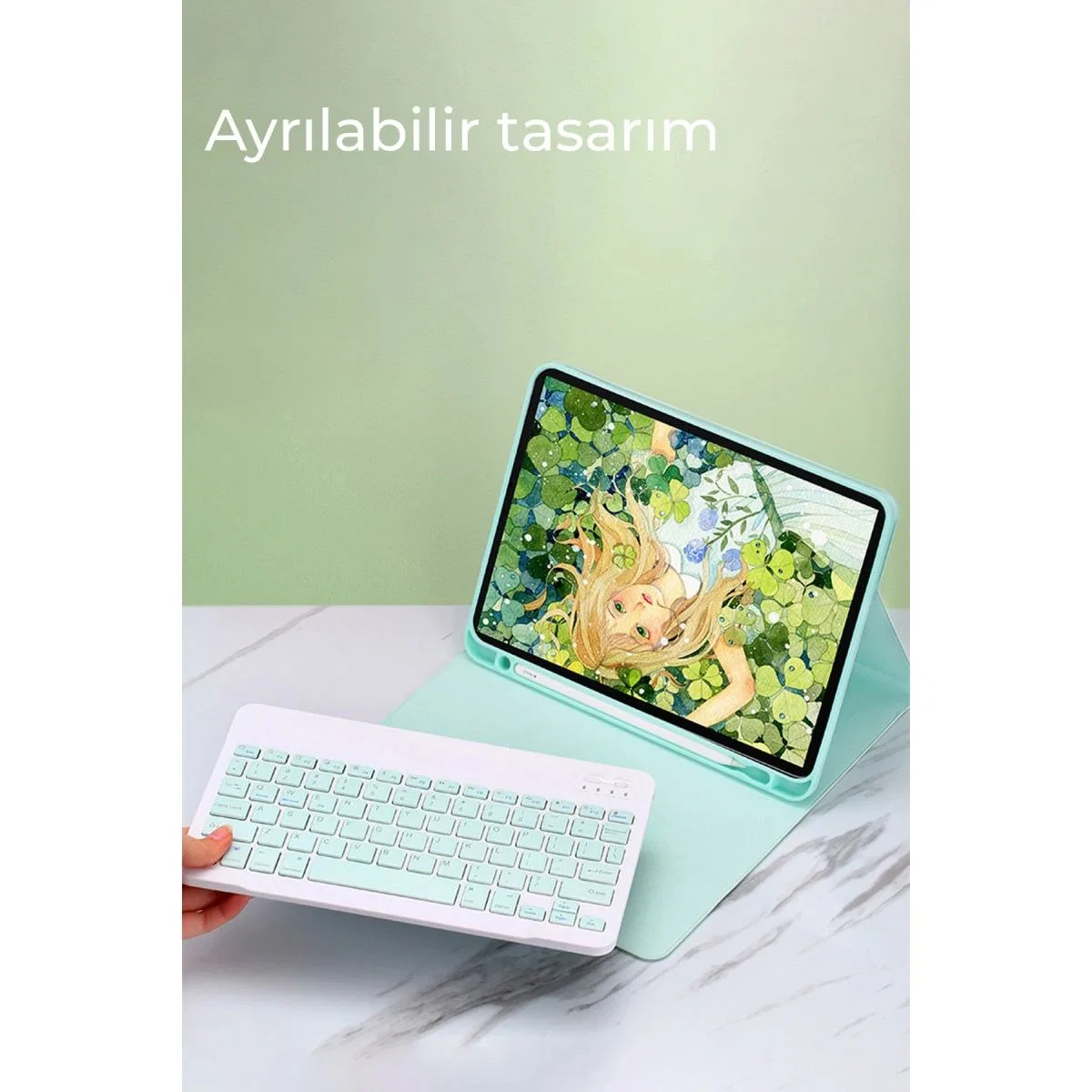 Apple İpad Air 11 (2024) Kılıf Kc01 Smart Klavyeli Tablet Kılıfı - Lacivert görsel 3