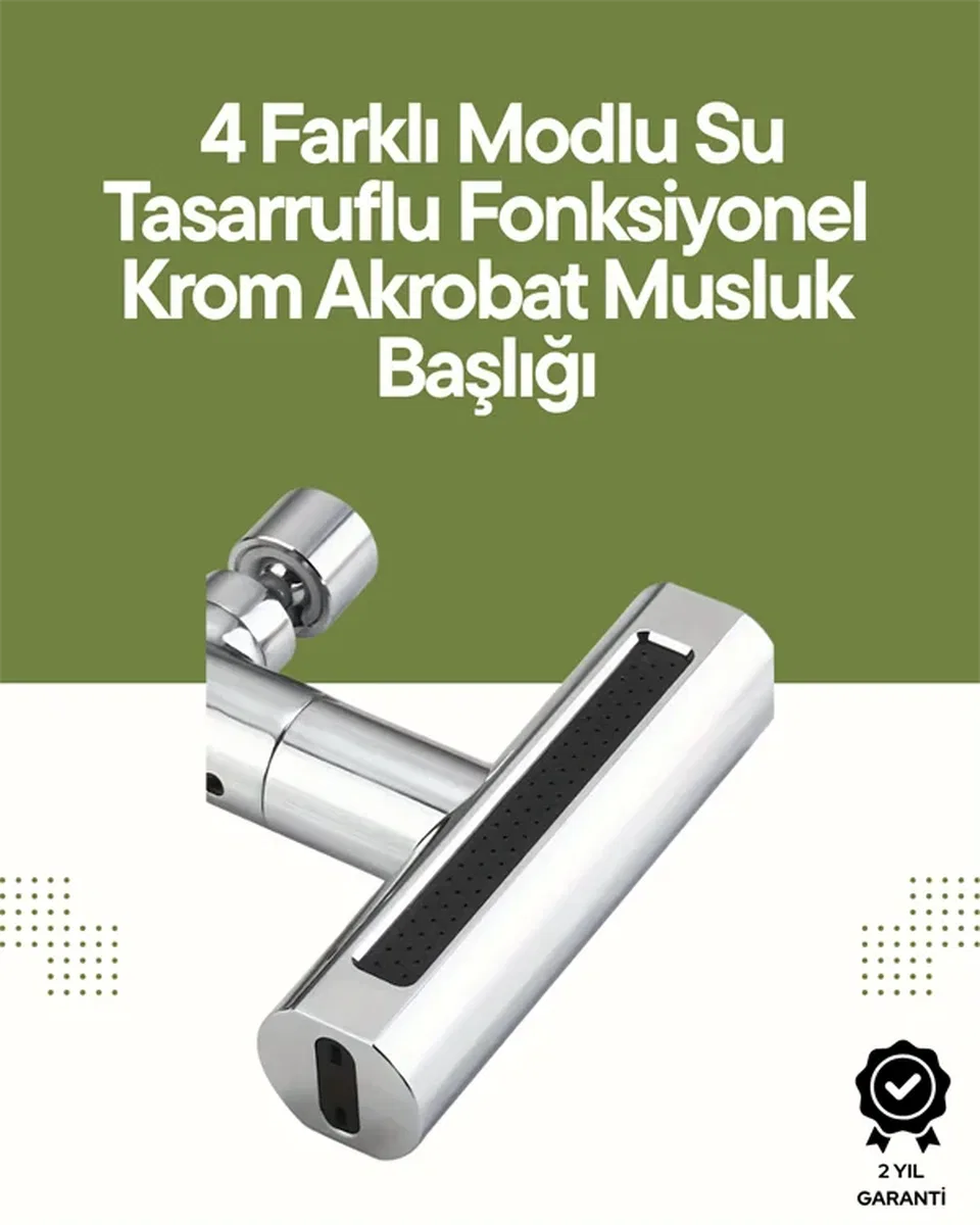 Krom Musluk Başlığı | 4'ü 1 Arada Su Çıkışı | Kolay Montajlı