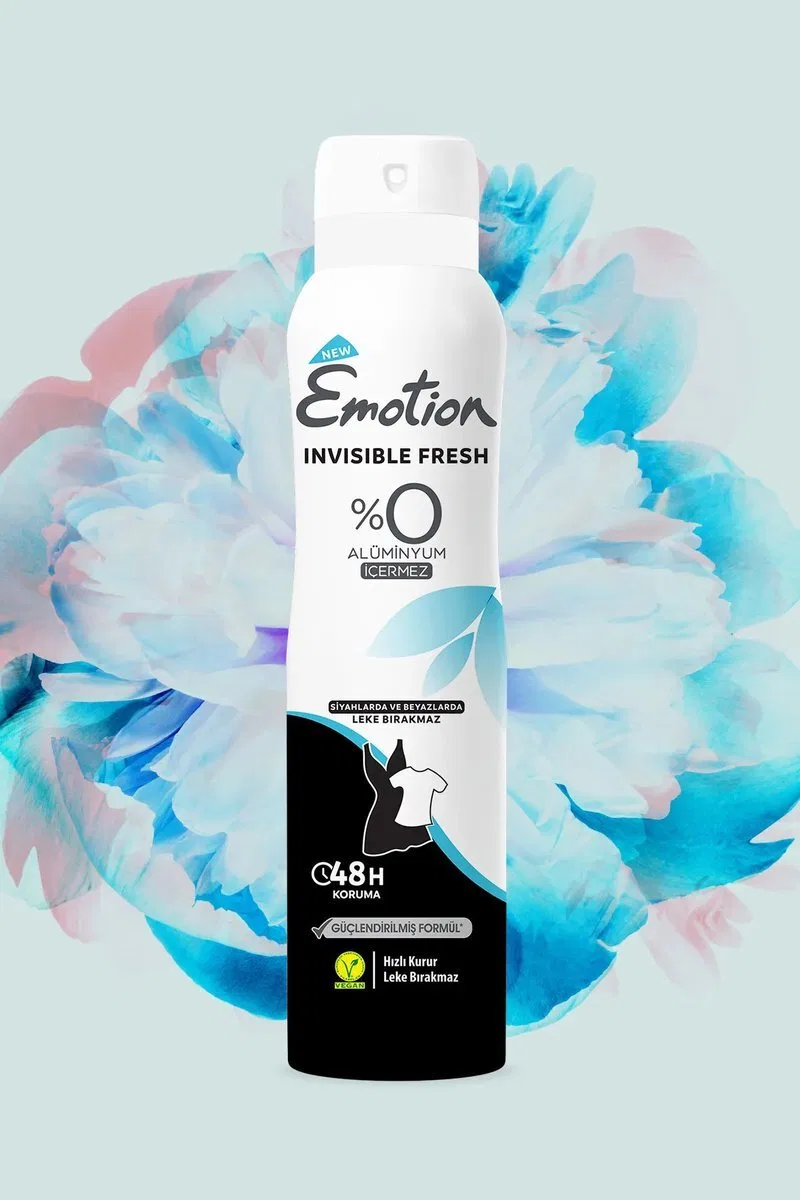 Emotion Invisible Fresh Black & White Kadın Deodorant 150ml Vegan, Leke Bırakmaz görsel 4