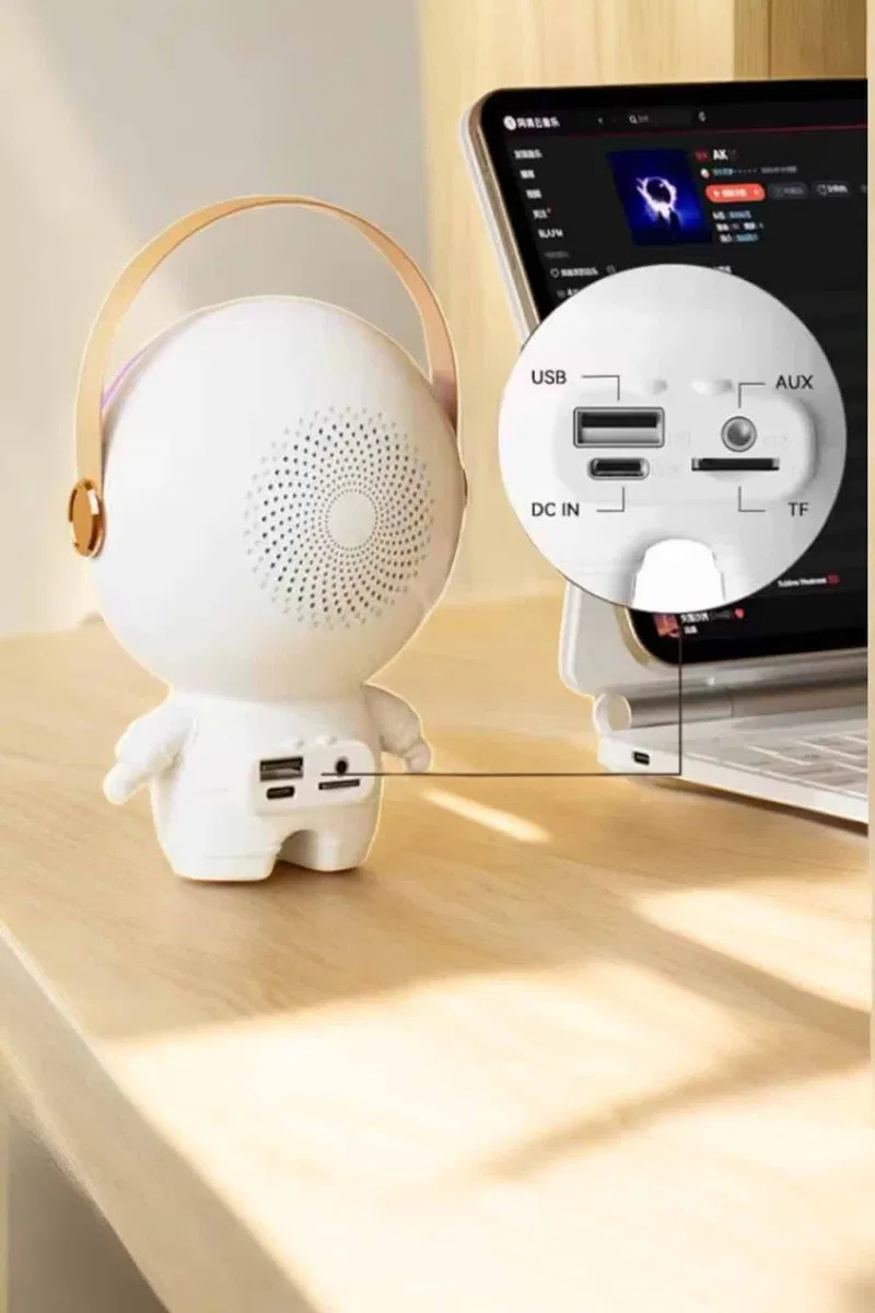 Mini Karaoke Astronot Bluetooth Speaker Karaoke Mikrofon görsel 2