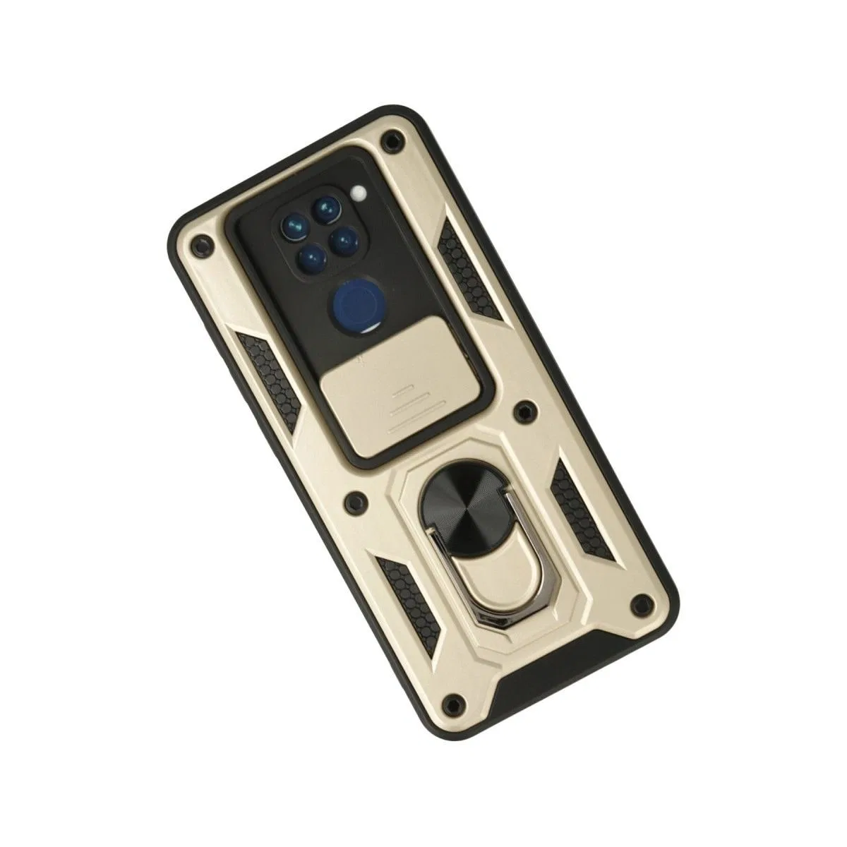 Xiaomi Redmi Note 9 Kılıf Pars Lens Yüzüklü Silikon - Gold görsel 2