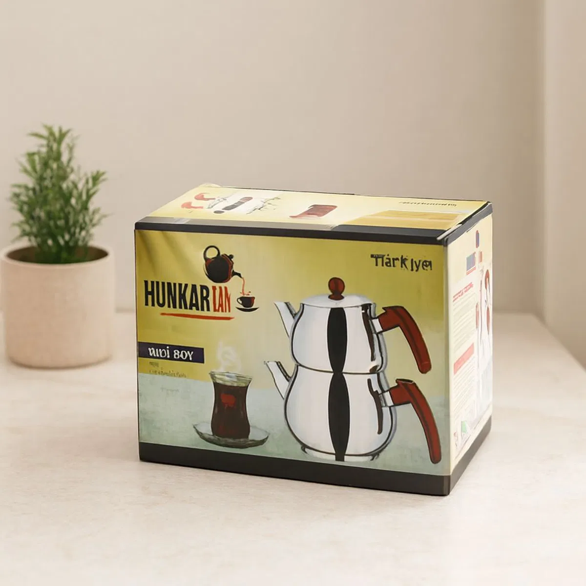 Midi Boy Çelik Çaydanlık Seti - Kendinden Süzgeçli Renkli Bakalit Kulplu (0. 5L/0. 75L)