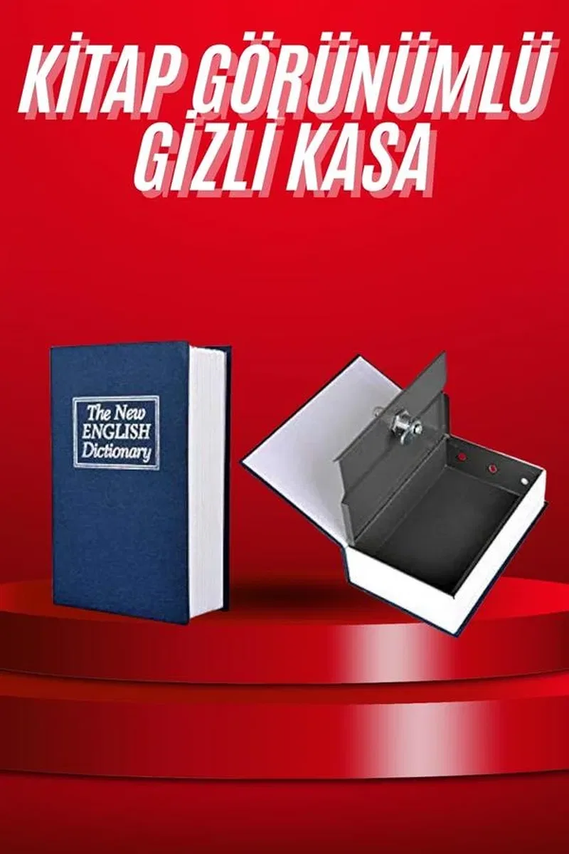 Kitap Görünümlü Gizli Kasa Büyük Boy Anahtarlı Kilitli Para Kasası görsel 2