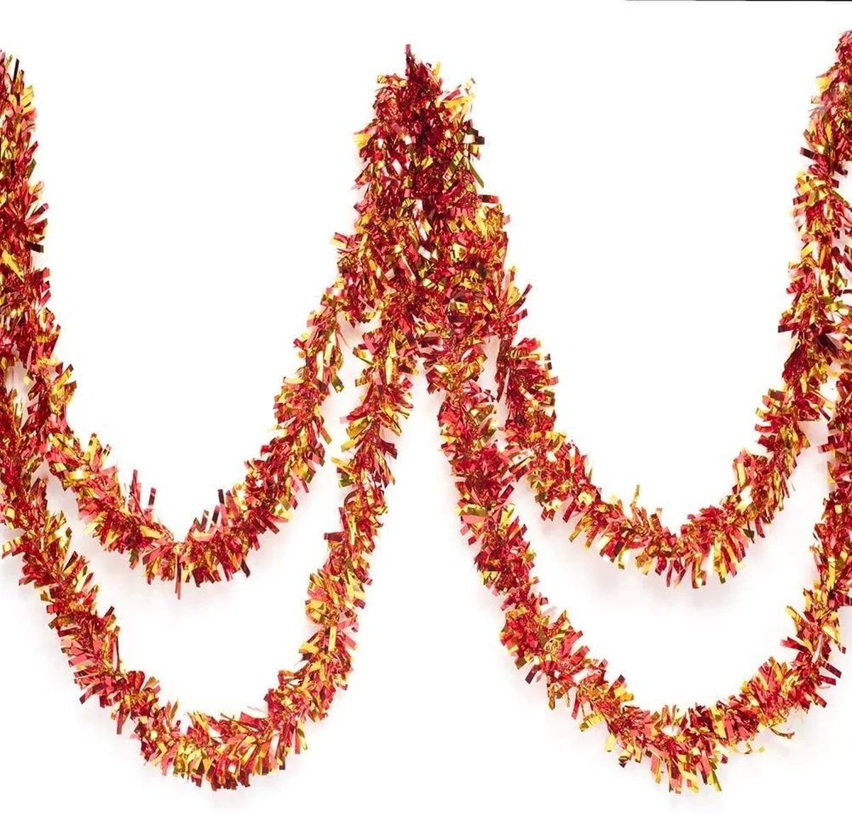 Kırmızı Altın Renk 4 Cm Genişlik Garland Çift Renk Sim Süs 180 Cm görsel 3