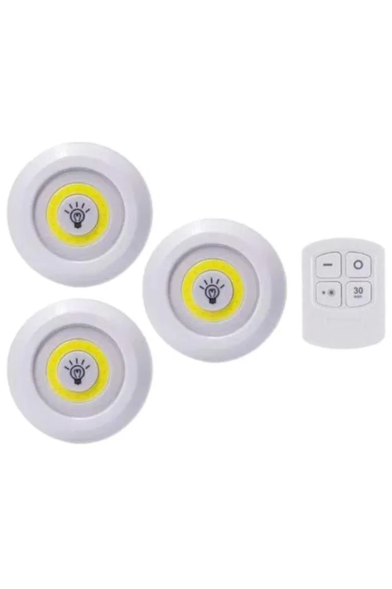 Led Lamba 3'lü Uzaktan Kumandalı Yapışkanlı görsel 4