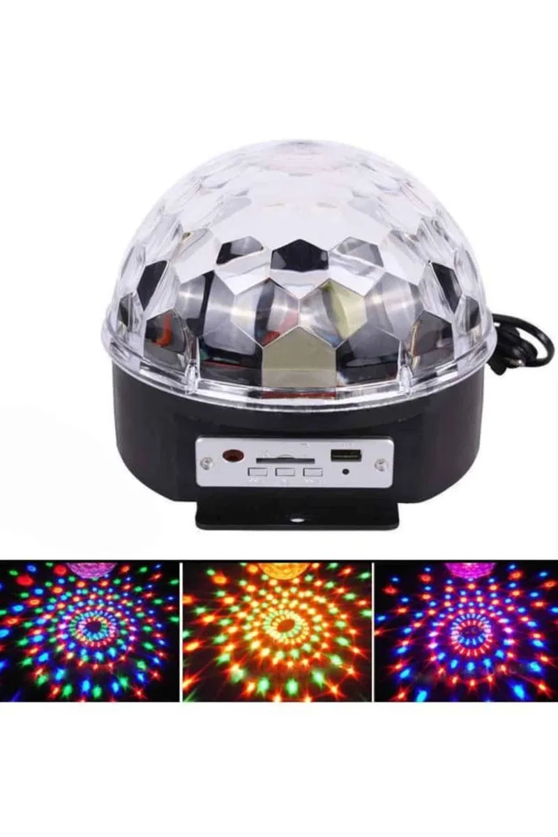 Led Işık Disko Topu Bluetooth Hoparlörlü USB Müzik Çalar Kumandalı görsel 4