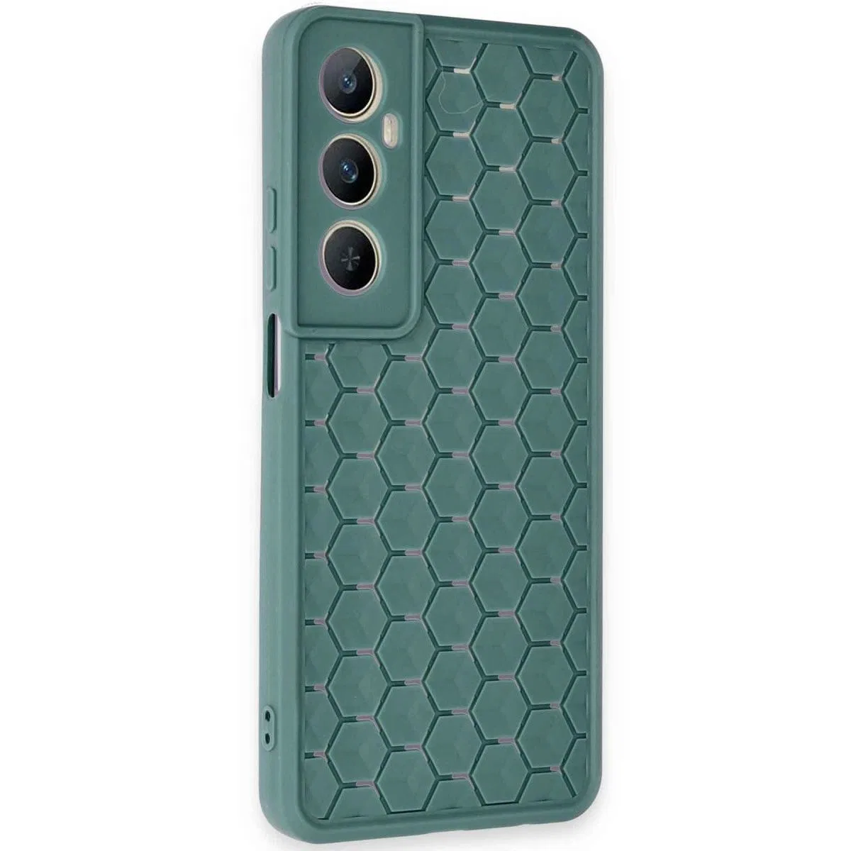 Realme C65 Kılıf Petek Silikon Kapak - Koyu Yeşil görsel 2