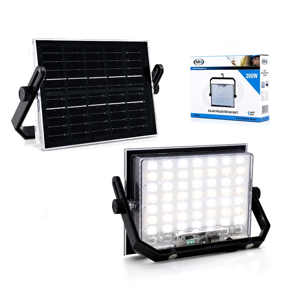 200W Güneş Enerjili LED Projektör - Kamp & Dış Mekan görsel 2