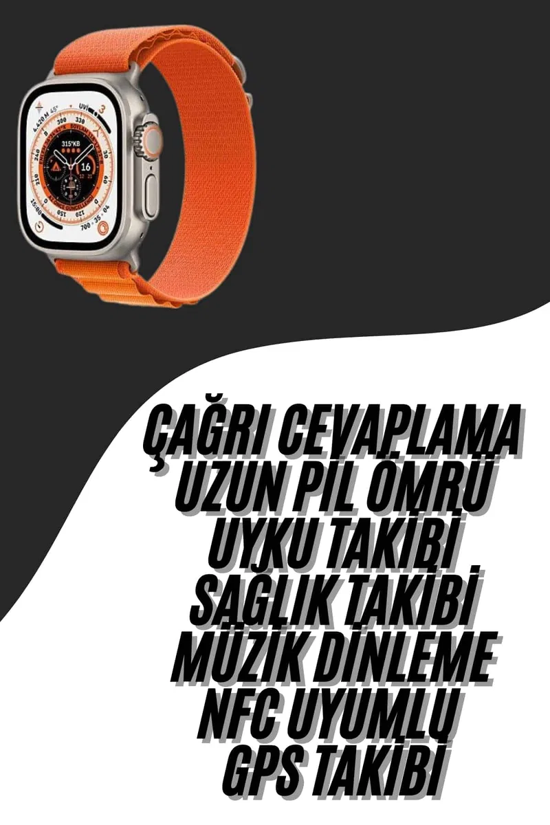 Ultra Max Kordon Kilitli Akıllı Saat Amoled Ekran Titreşimli Çağrı Cevaplayabilen görsel 2