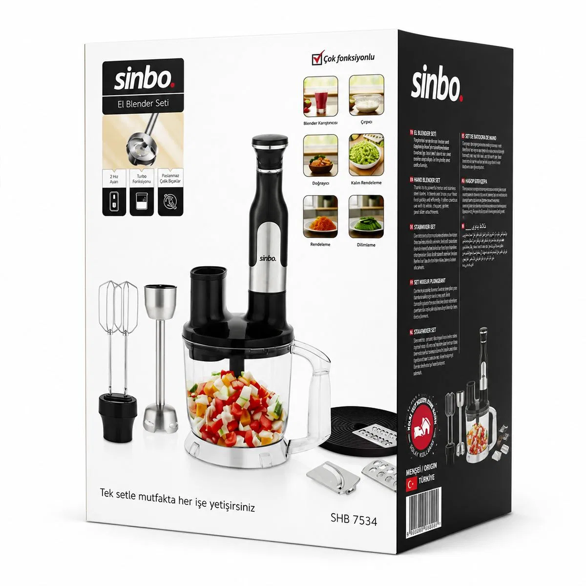 El Multi Blender Seti - 2 Hız, Paslanmaz Çelik Bıçak, 2 L Hazneli görsel 4