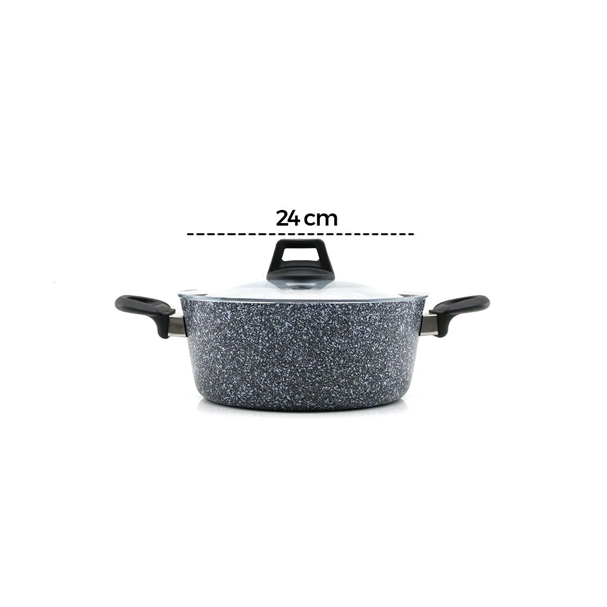 7 Parça Granit Tencere ve Tava Seti (20-24cm Derin, 27cm Cam Kapak, 26cm Tava) görsel 4