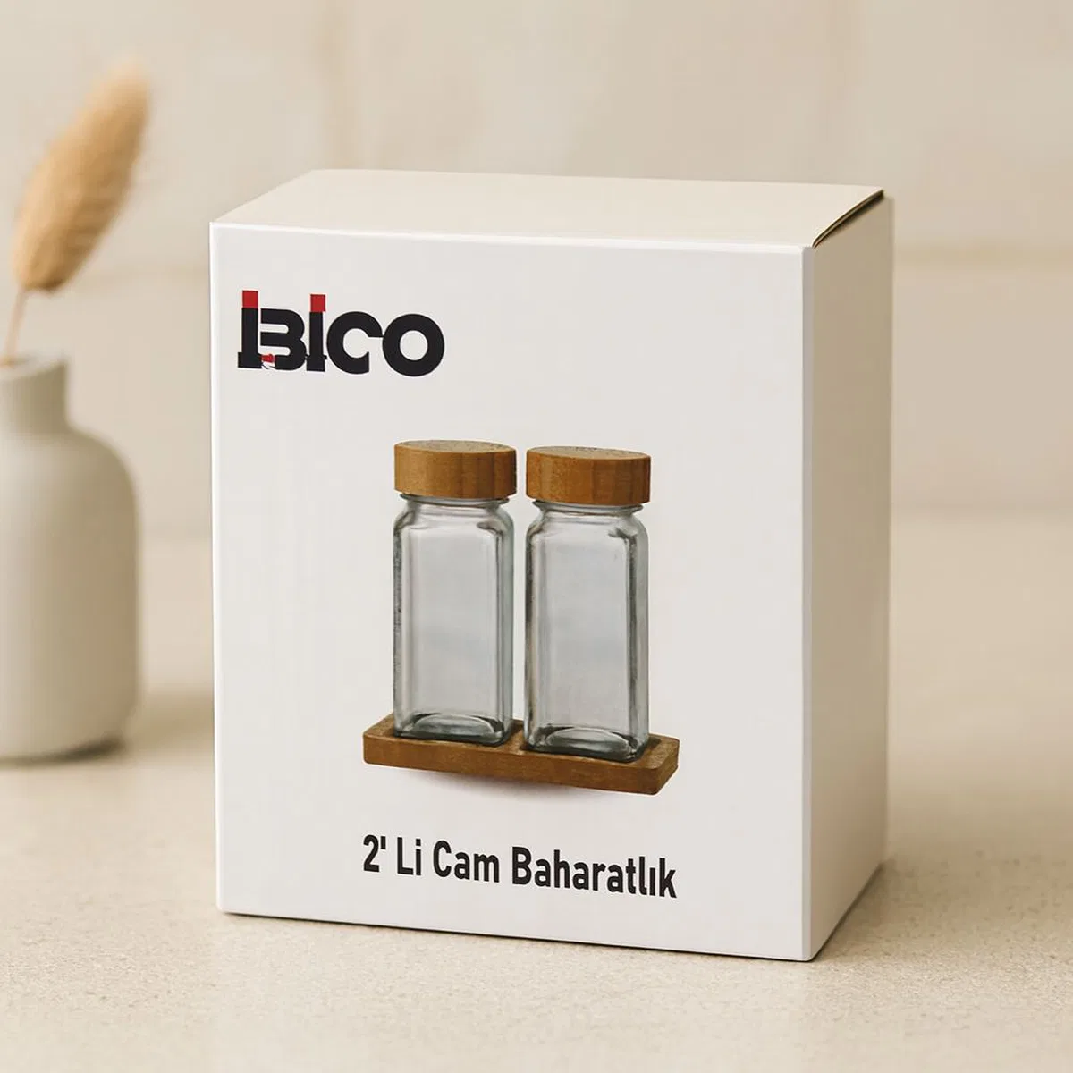 Bambu Kapaklı Cam Baharatlık